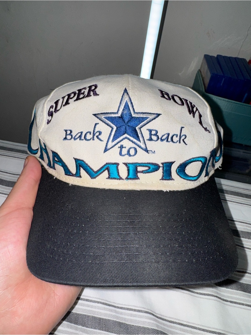 Dallas Cowboys "Back to Back" Super Bowl Champions Hat - White/Black/Blue